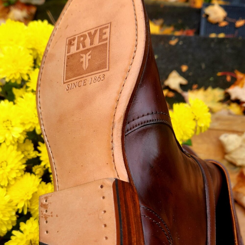 New Frye Dorado - B'ful shade of Brown Riding Boot Leather Tall  Sz 5/5.5 - Picture 4 of 10